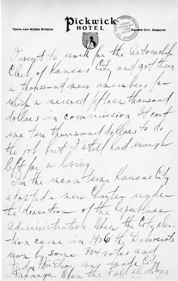 Longhand Note of Judge Harry S. Truman