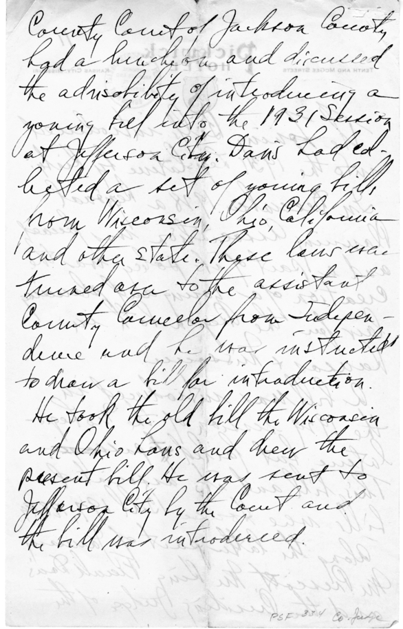 Longhand Note of Judge Harry S. Truman