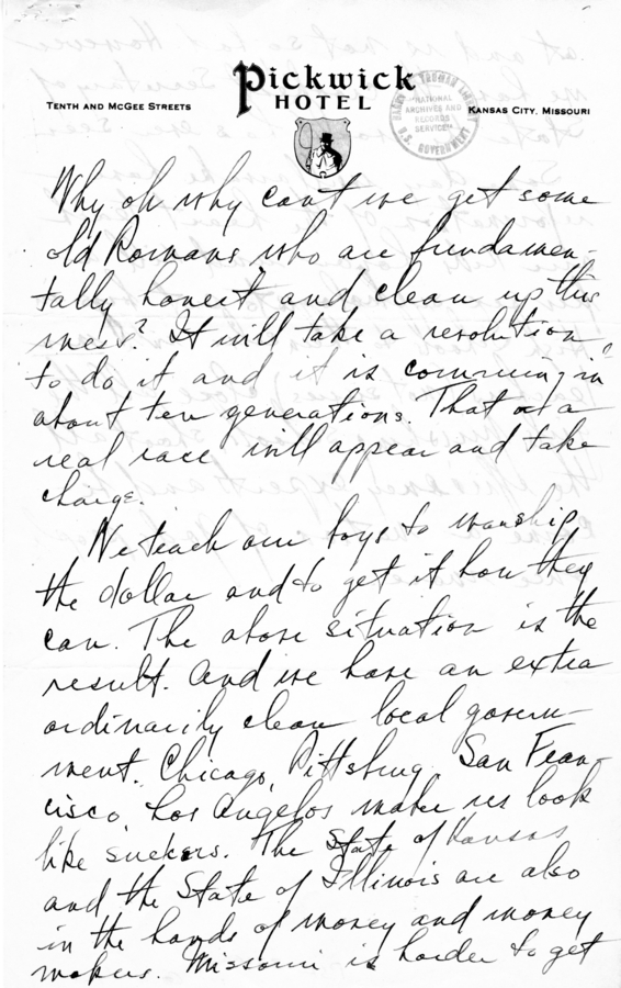 Longhand Note of Judge Harry S. Truman