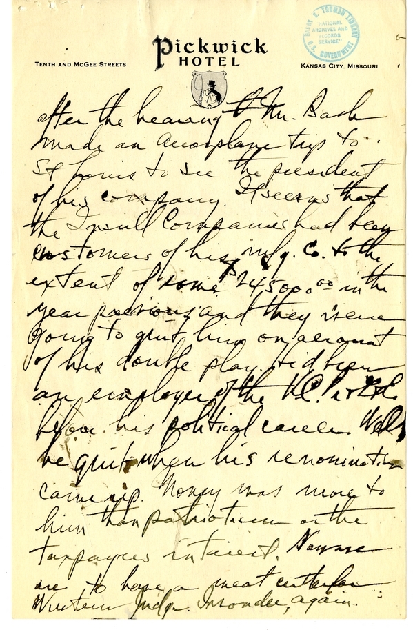 Longhand Note of President Harry S. Truman