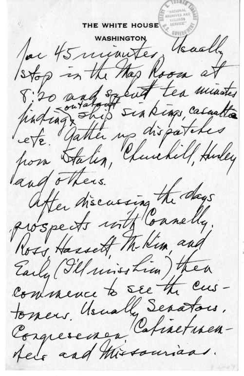 Longhand Note of President Harry S. Truman [includes June 1, 4, and 5, 1945]