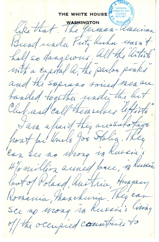 Longhand Note of President Harry S. Truman