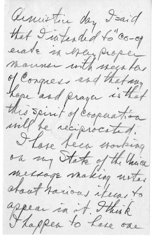 Longhand Note President Harry S. Truman