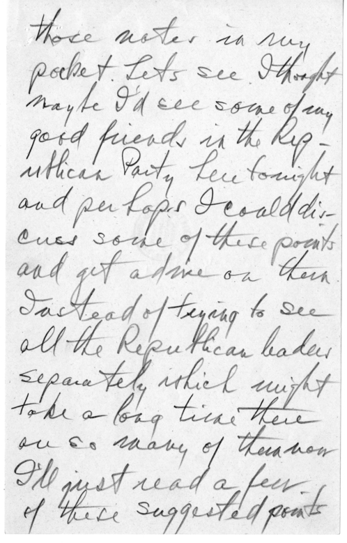 Longhand Note President Harry S. Truman