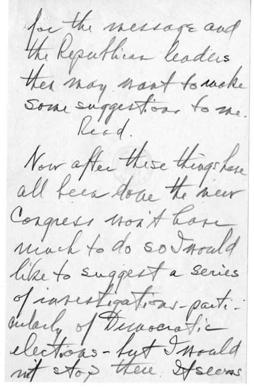 Longhand Note President Harry S. Truman