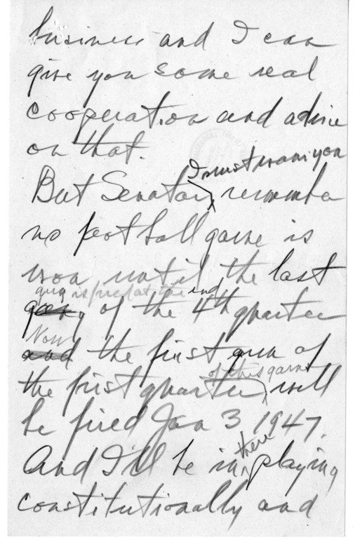 Longhand Note President Harry S. Truman