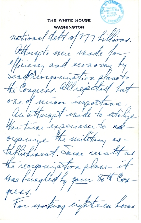 Letter from President Harry S. Truman to Frank Kent