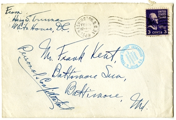 Letter from President Harry S. Truman to Frank Kent