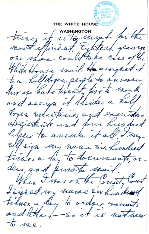 Unsent Letter from President Harry S. Truman to William Southern