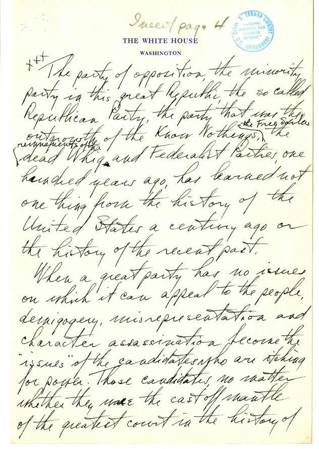 Longhand Note of President Harry S. Truman