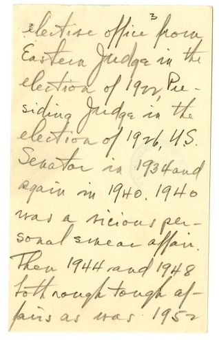 Longhand Note of Former President Harry S. Truman