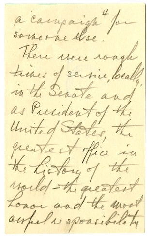 Longhand Note of Former President Harry S. Truman