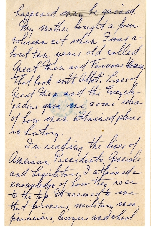 Longhand Note of Former President Harry S. Truman