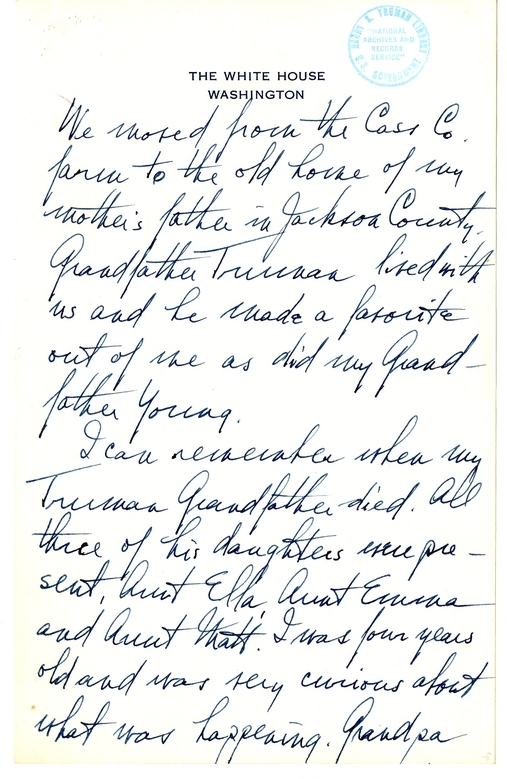 Longhand Note of President Harry S. Truman