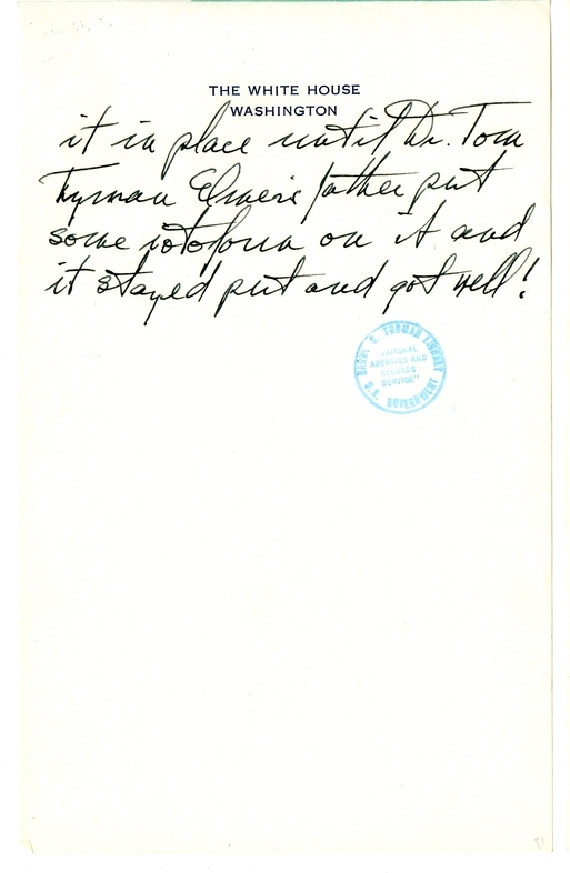 Longhand Note of President Harry S. Truman