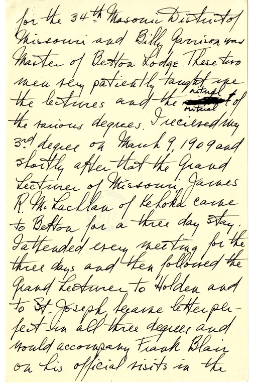 Longhand Note of President Harry S. Truman