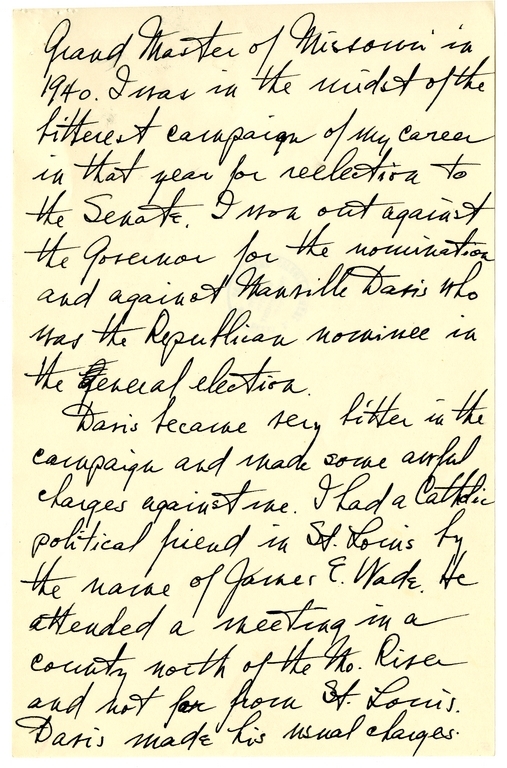 Longhand Note of President Harry S. Truman