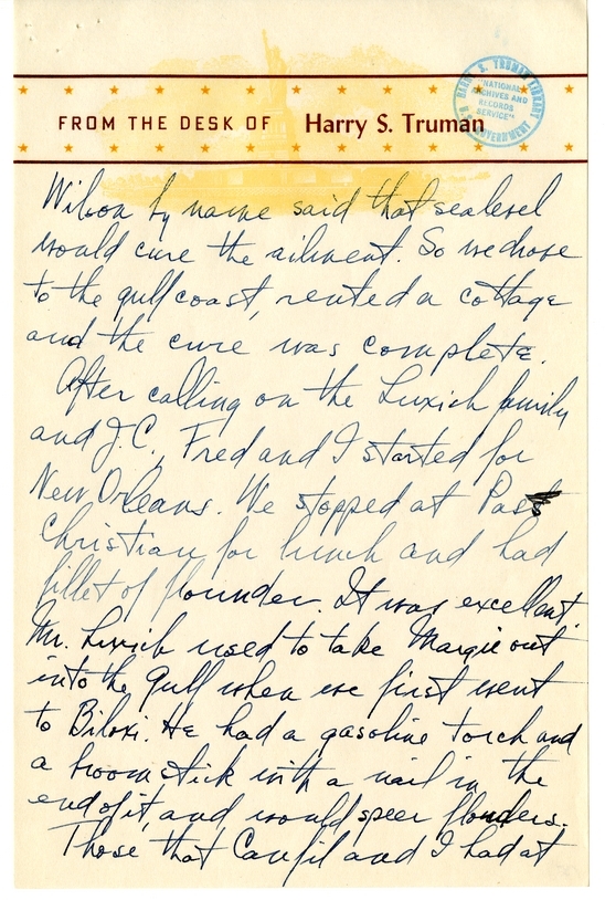 Longhand Note of President Harry S. Truman