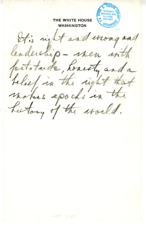 Longhand Note of President Harry S. Truman