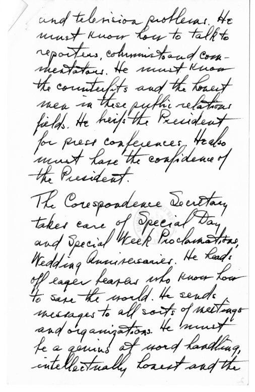 Longhand Note of President Harry S. Truman