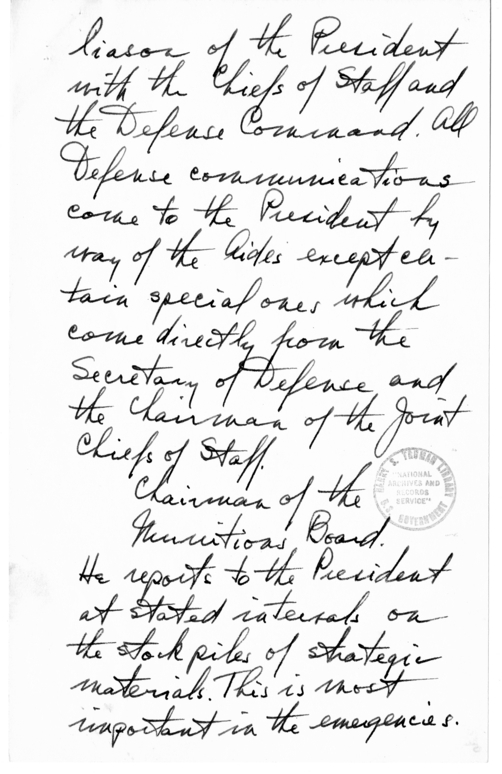 Longhand Note of President Harry S. Truman