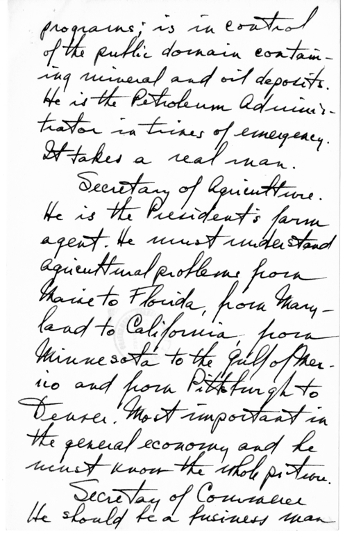 Longhand Note of President Harry S. Truman