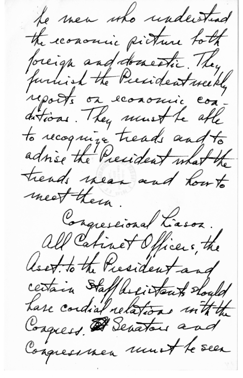 Longhand Note of President Harry S. Truman