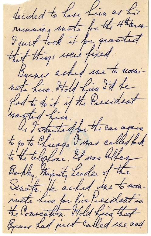 Longhand Note of President Harry S. Truman