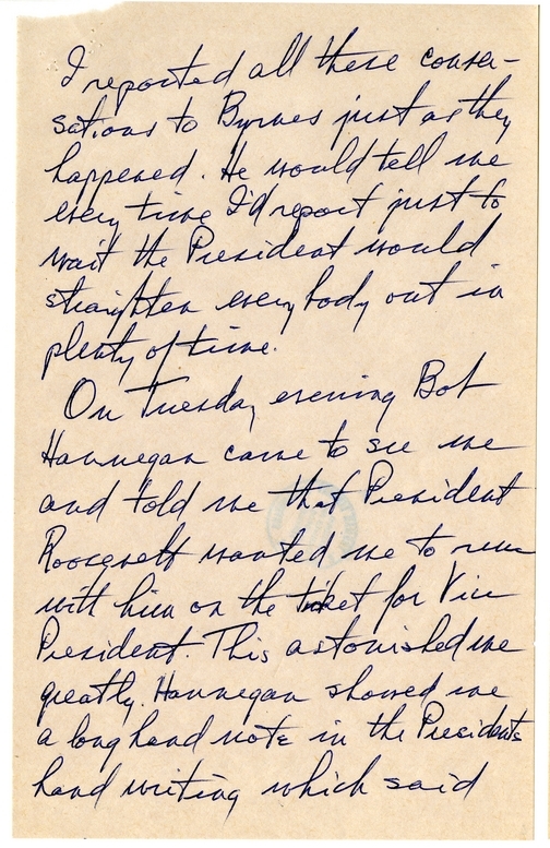 Longhand Note of President Harry S. Truman