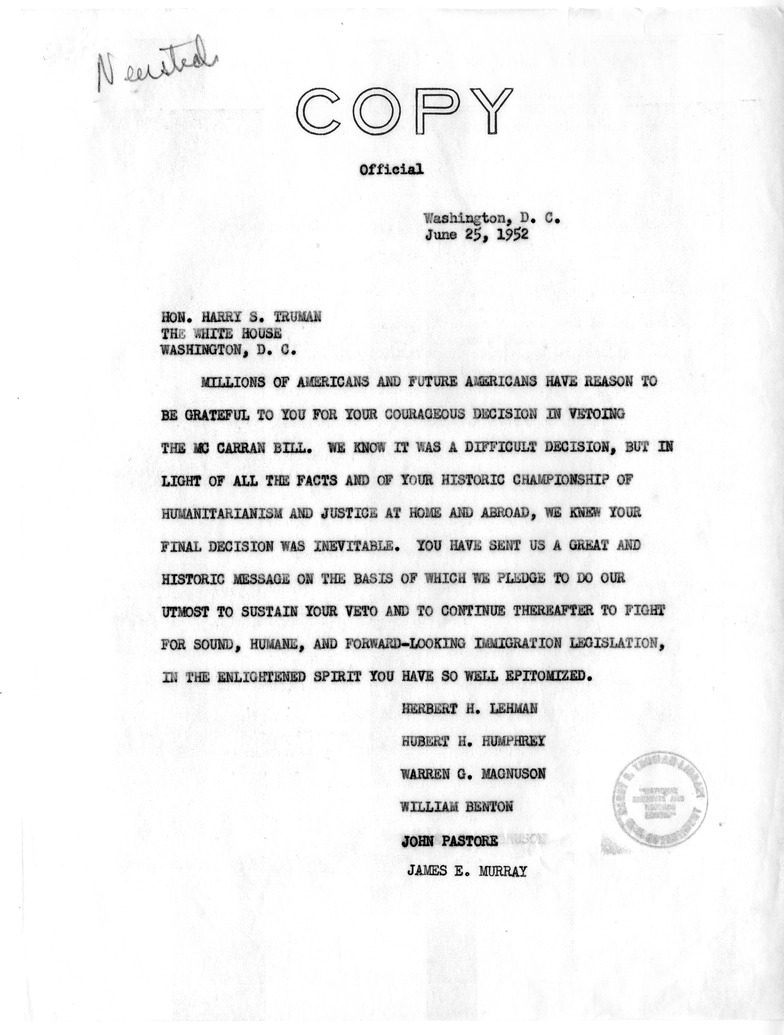 Memorandum from Julius Edelstein to Richard Neustadt, With Attachments