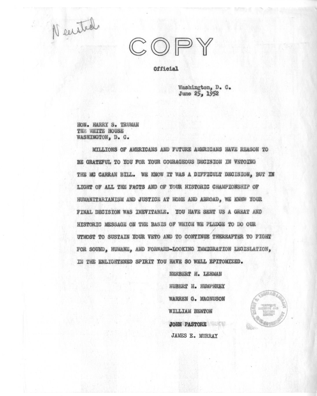 Memorandum from Julius Edelstein to Richard Neustadt, with Attachments