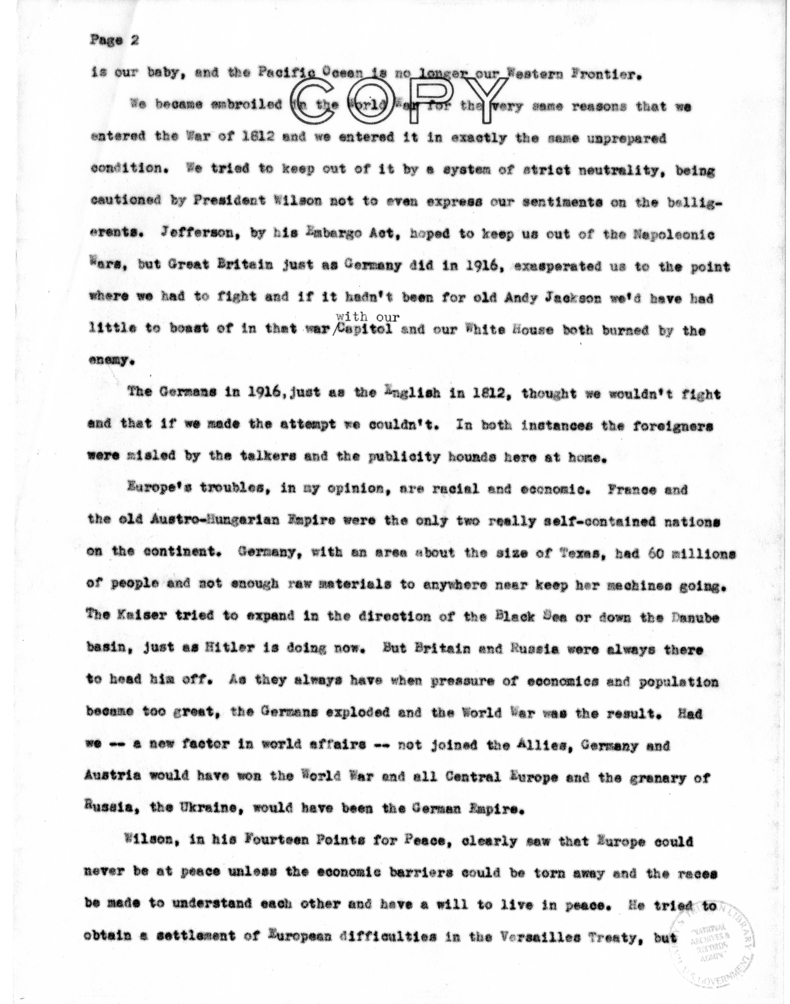 Speech of Senator Harry S. Truman Before the National Aviation Forum, Washington, D.C.