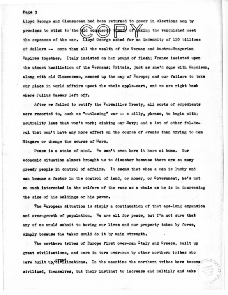 Speech of Senator Harry S. Truman Before the National Aviation Forum, Washington, D.C.