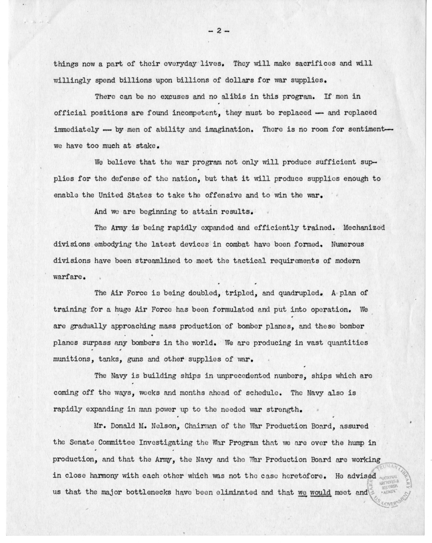 Speech of Senator Harry S. Truman over Radio Station KMOX, St. Louis, Missouri