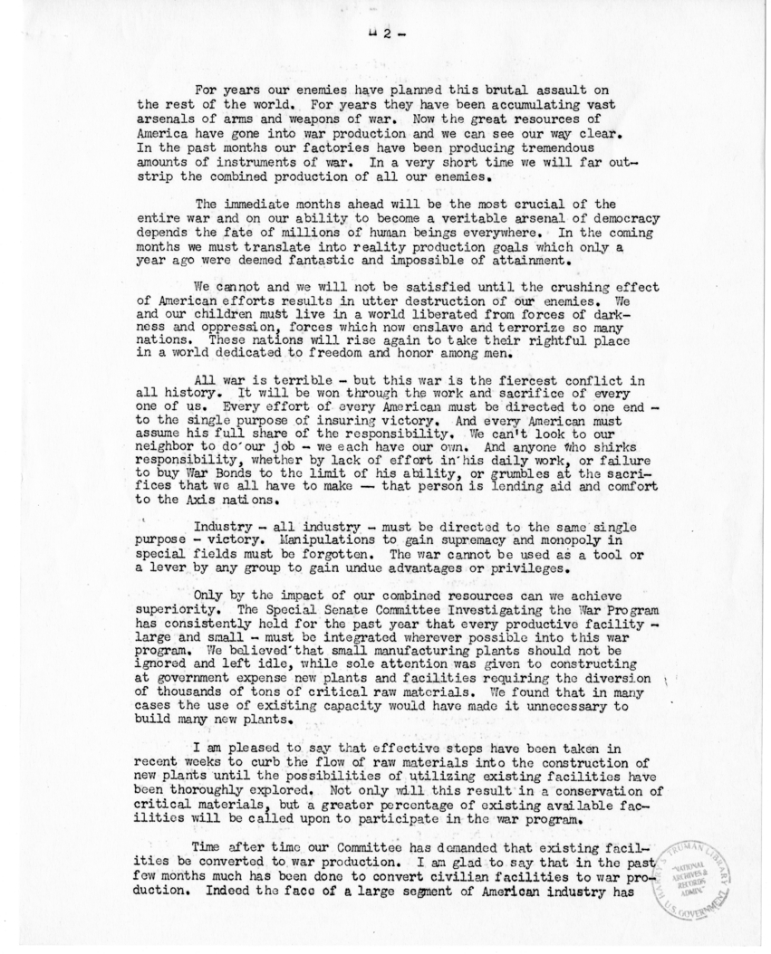 Speech of Harry S. Truman Before the Triennial International Convention, Order of Railroad Telegraphers, Kansas City, Missouri