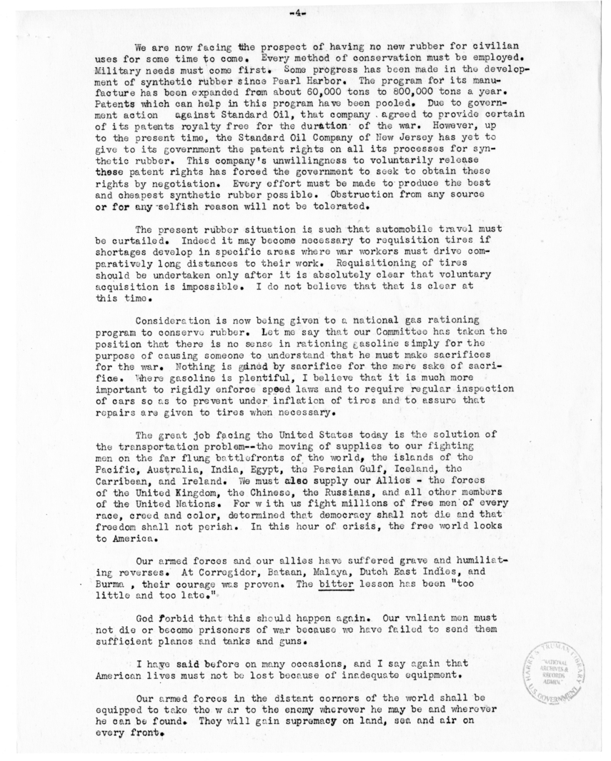 Speech of Harry S. Truman Before the Triennial International Convention, Order of Railroad Telegraphers, Kansas City, Missouri