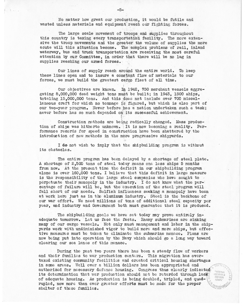 Speech of Harry S. Truman Before the Triennial International Convention, Order of Railroad Telegraphers, Kansas City, Missouri