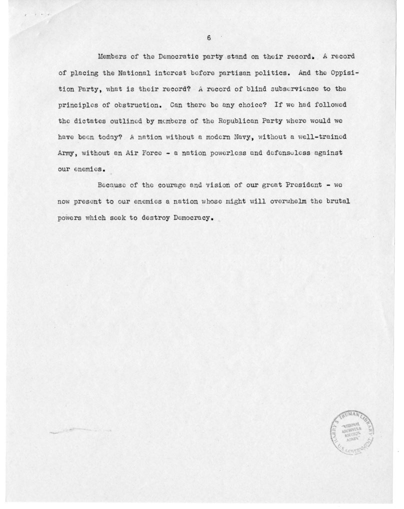 Speech of Senator Harry S. Truman, Lexington, Missouri