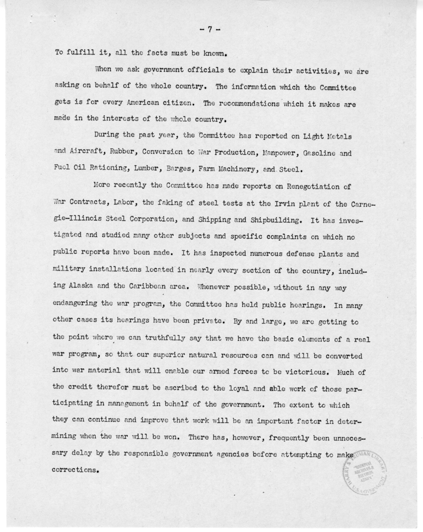 Speech of Senator Harry S. Truman Before the "Victory Dinner" Under the Auspices of the Oklahoma Democratic STate Committee, Oklahoma City, Oklahoma