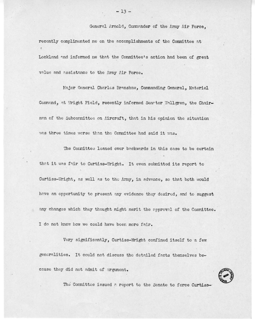 Speech of Senator Harry S. Truman Delivered over the Blue Network, Shenandoah, Iowa