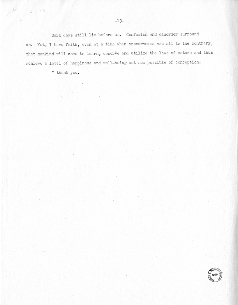 Speech of Senator Harry S. Truman Before the Traffic Club of Baltimore, Maryland