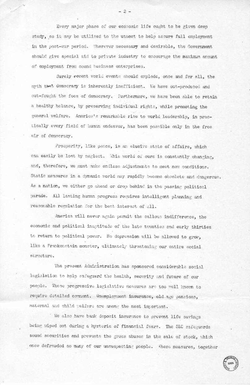 Speech of Vice President Harry S. Truman in Buffalo, New York