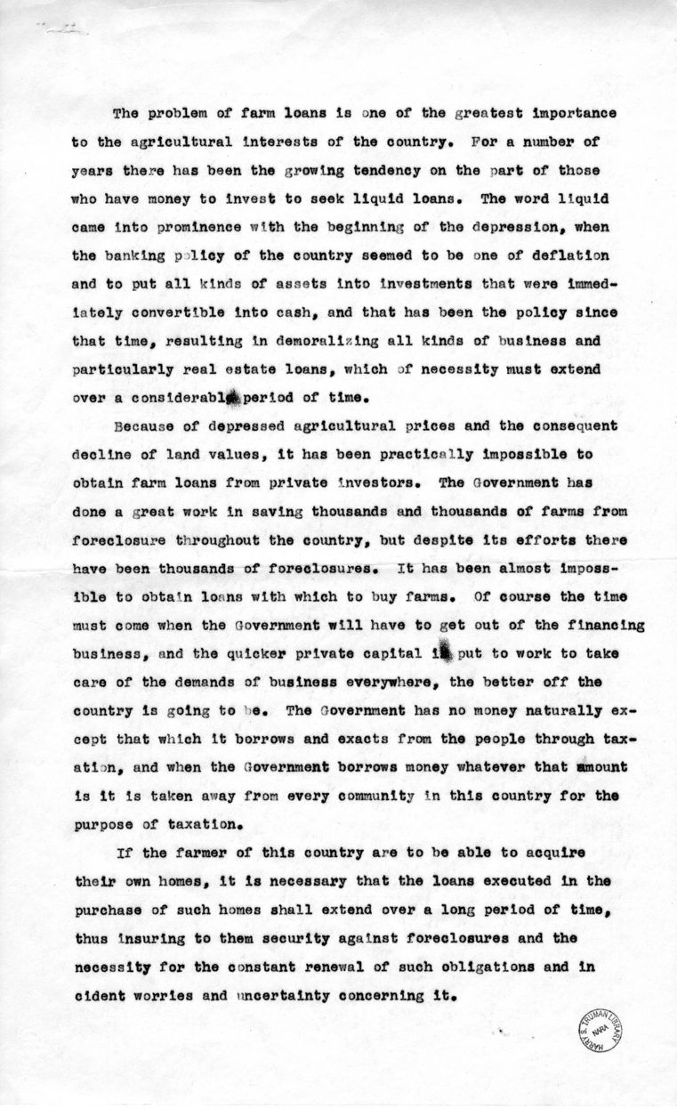 Speech Draft of Senator Harry S. Truman