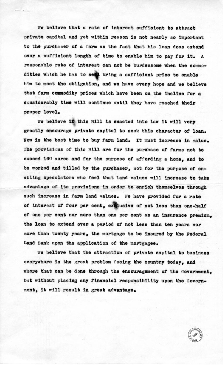 Speech Draft of Senator Harry S. Truman