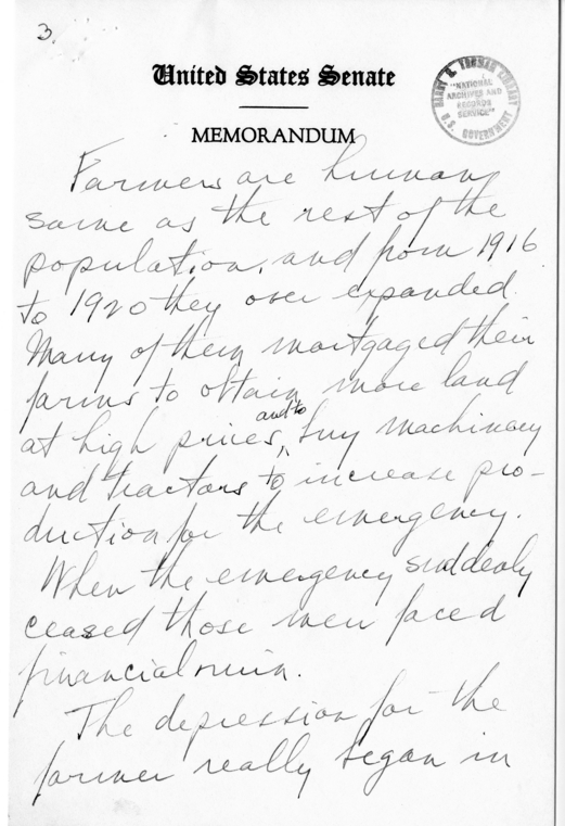 Handwritten Speech Draft of Senator Harry S. Truman