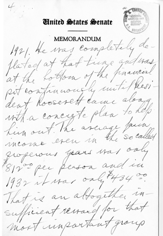 Handwritten Speech Draft of Senator Harry S. Truman