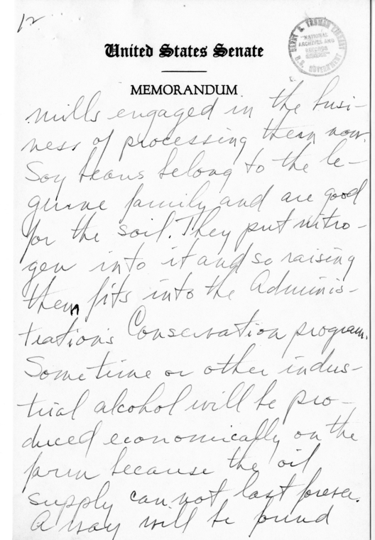 Handwritten Speech Draft of Senator Harry S. Truman