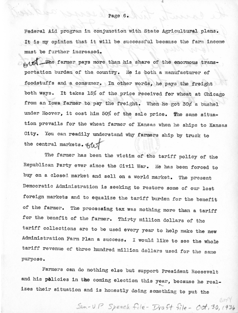 Speech of Senator Harry S. Truman at Kansas City, Missouri