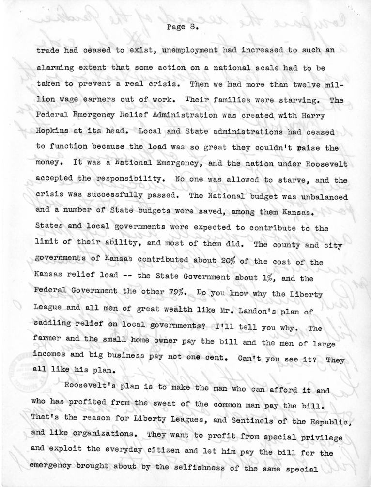 Speech of Senator Harry S. Truman at Kansas City, Missouri