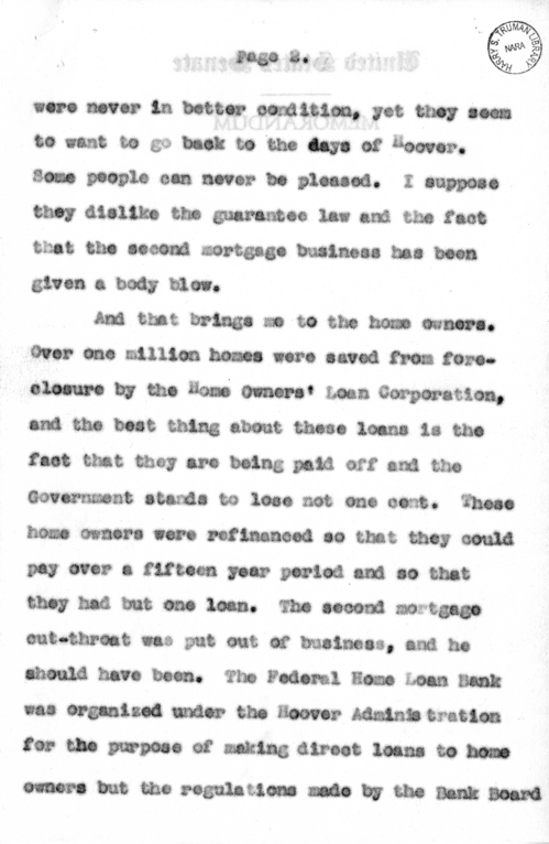 Speech of Senator Harry S. Truman at Jefferson City, Missouri